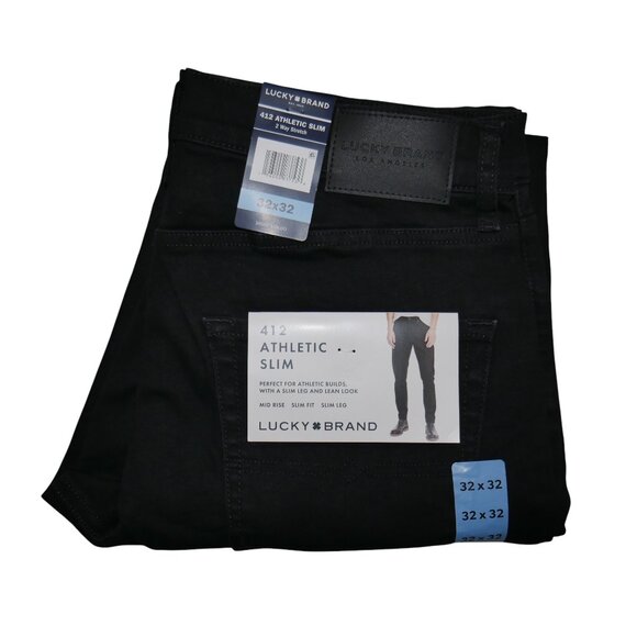 Lucky Brand 412 Athletic Fit Slim Jean Pants Black Mens Size 32x32 Stretch NWT - Picture 4 of 15